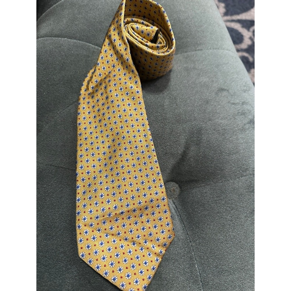 LAUREN Ralph Lauren Men's Necktie Yellow Blue Floral Silk Business Career